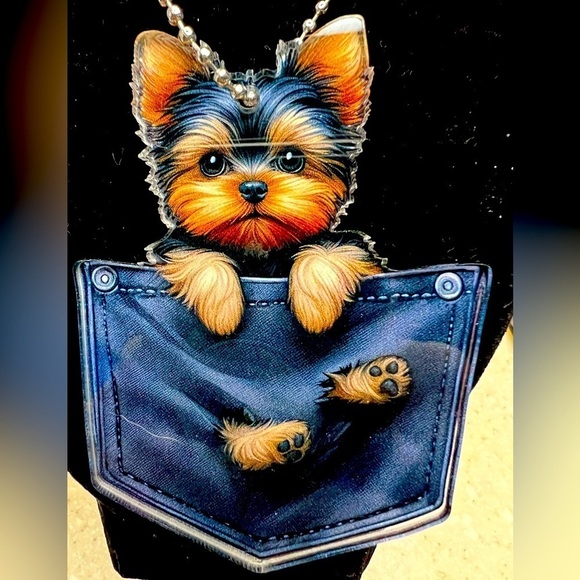 Cute Dog Window/Car Hanger, bright color, 3” X 3”, chain 16”, 1/8” plastic - Picture 2 of 2